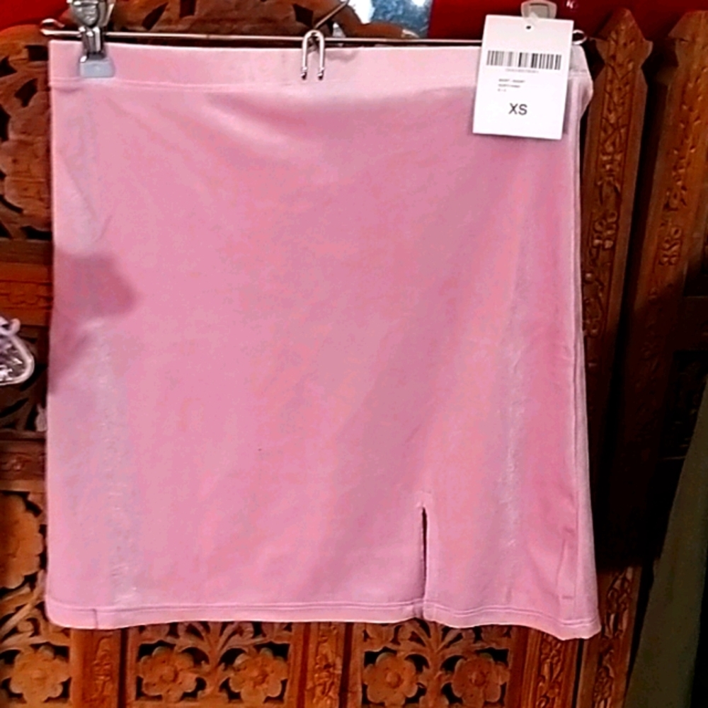 Faux velvet mini skirt